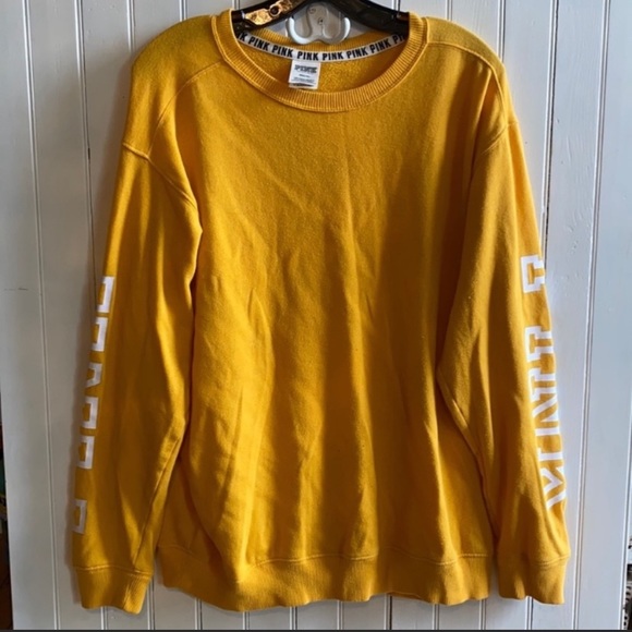 PINK Victoria's Secret Tops - PINK Victoria’s Secret Crewneck Mustard Yellow Graphic Size M
